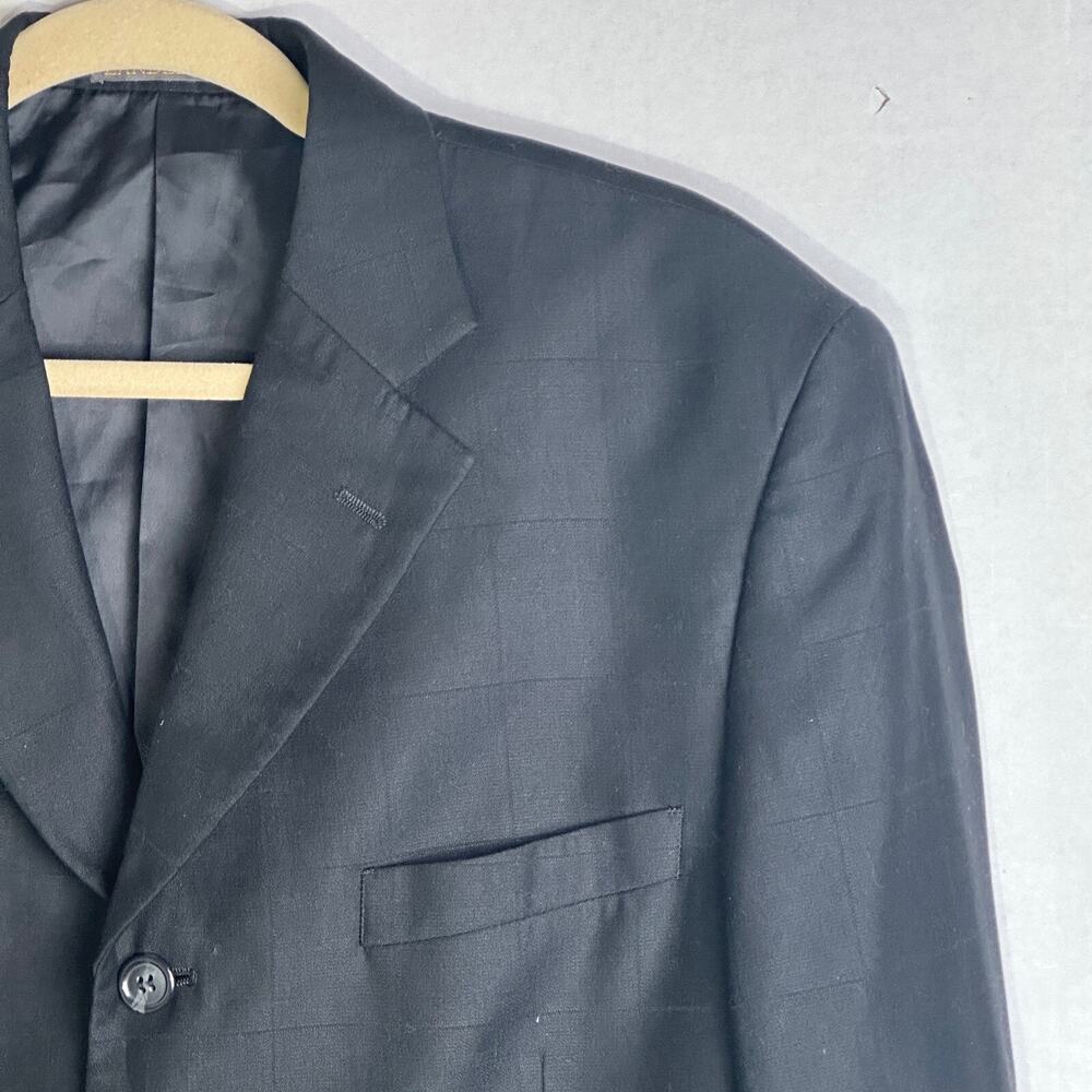 Zandello Le Collezioni Men’s 4 Button Blazer Jacket 40R Black Windowpane Italy